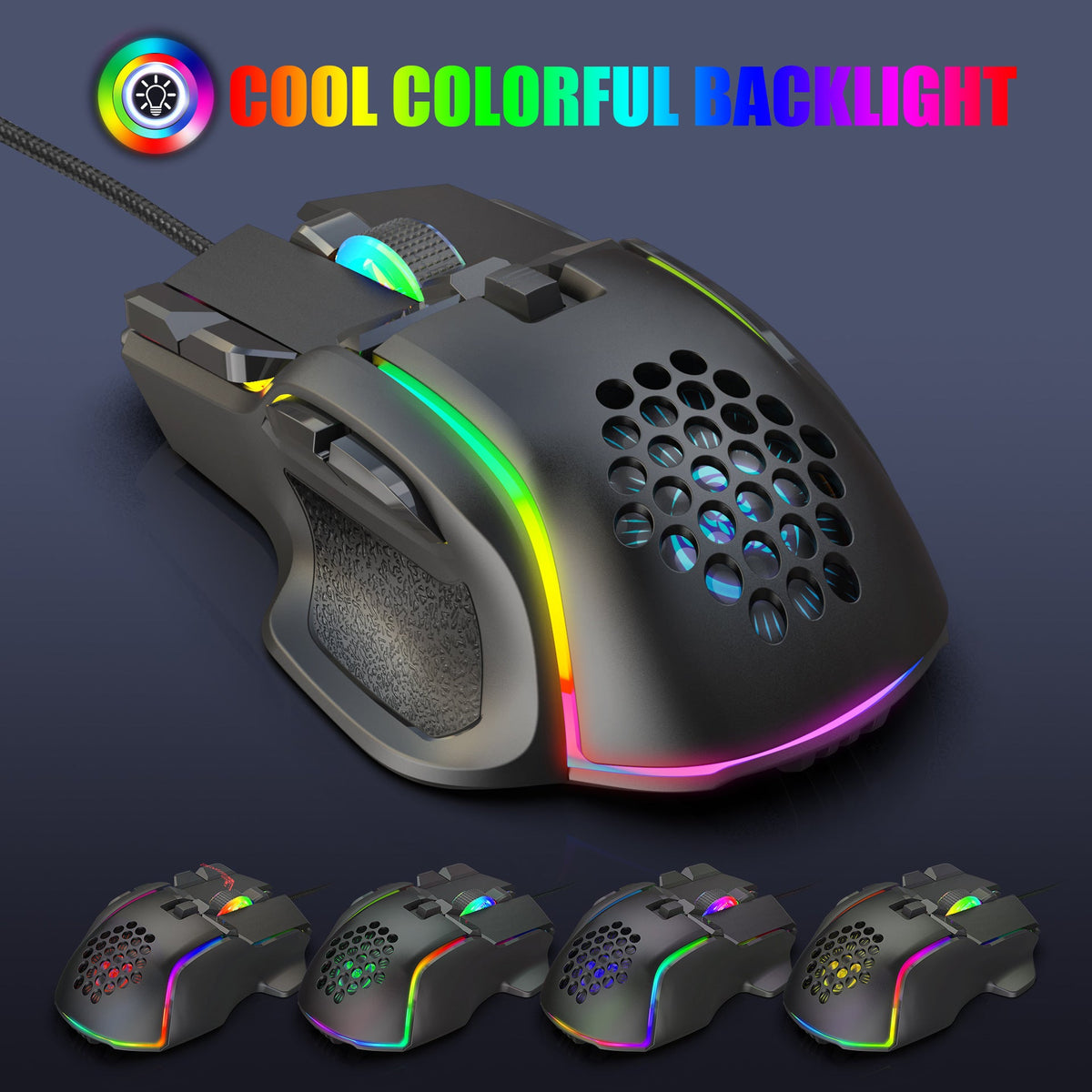 Programmable Gaming Mouse with 13 RGB Modes and 12800 DPI