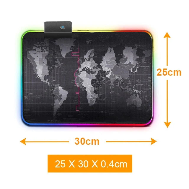 Large RGB Gaming Mouse Pad: Smooth World Map Desk Mat