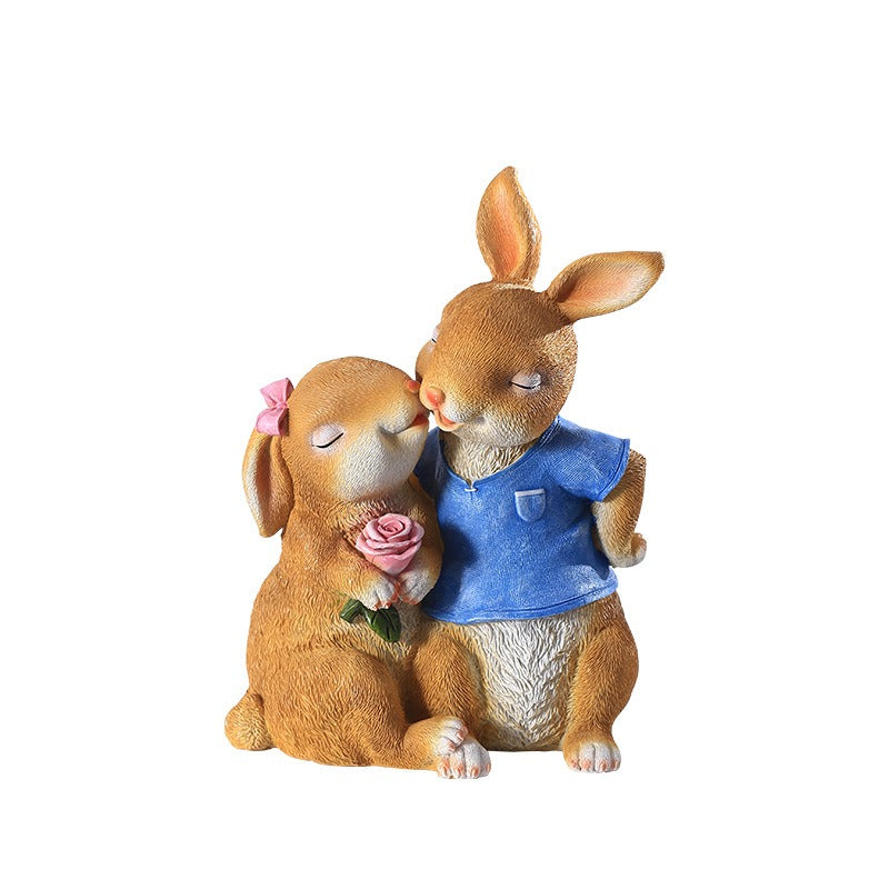 Rabbit Garden Decor — Whimsical Couple Statue