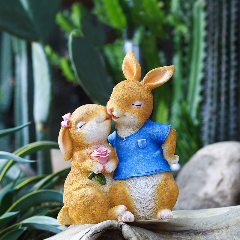Rabbit Garden Decor — Whimsical Couple Statue