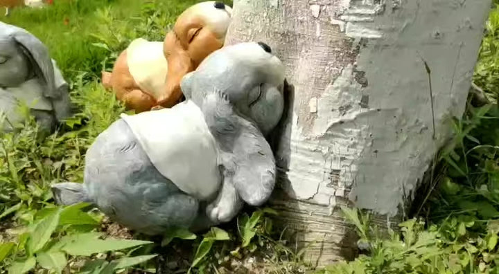 Sleeping Rabbit Garden Decor for Cozy Outdoor Charm
