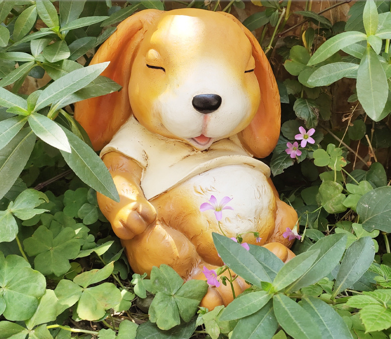 Sleeping Rabbit Garden Decor for Cozy Outdoor Charm