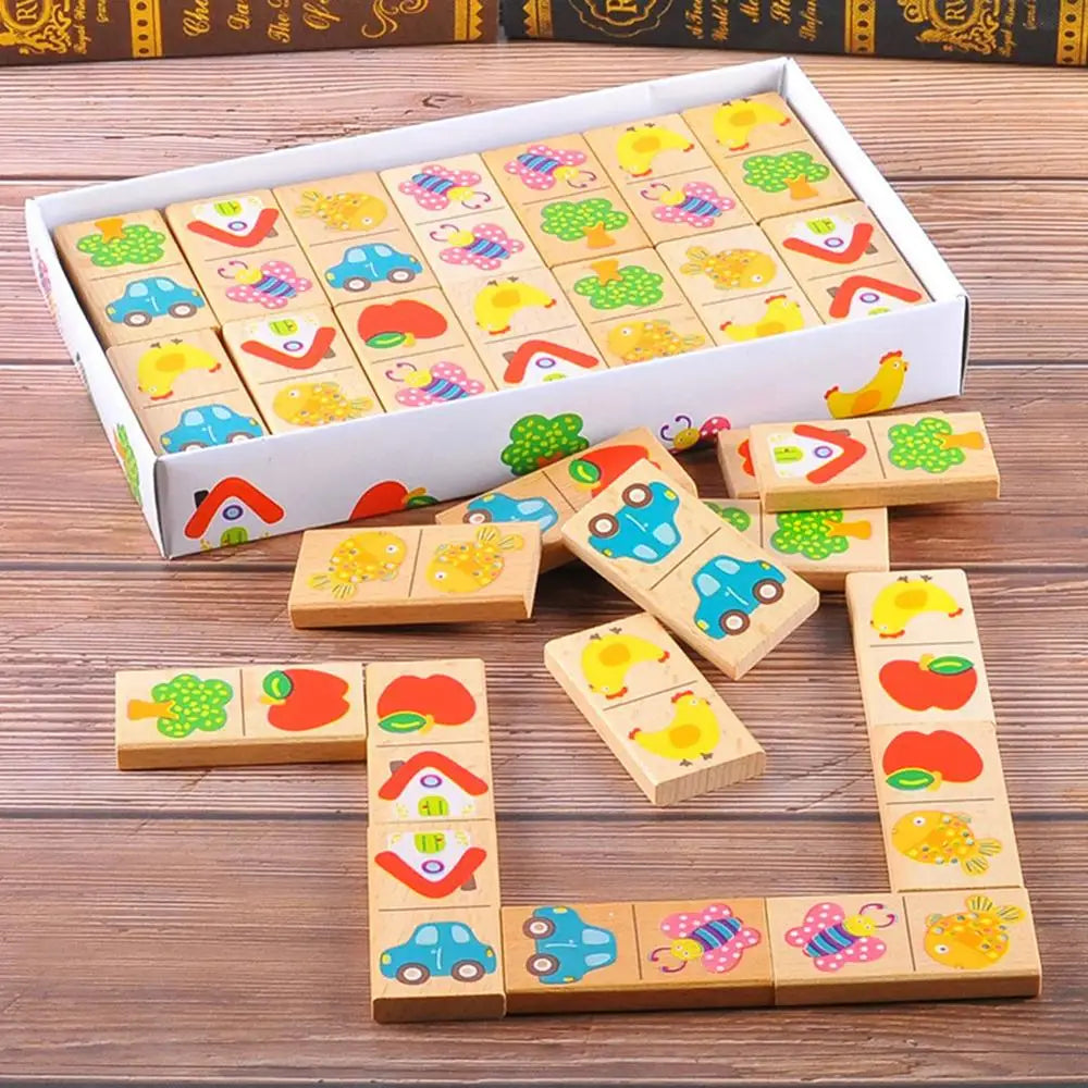 Wooden Domino Puzzle for Screen-Free Learning Play