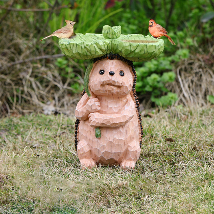 Garden Hedgehog Bird Feeder Whimsical Outdoor Decor