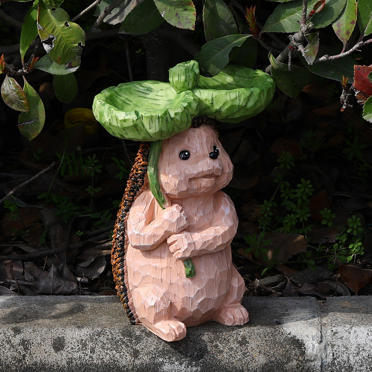 Garden Hedgehog Bird Feeder Whimsical Outdoor Decor