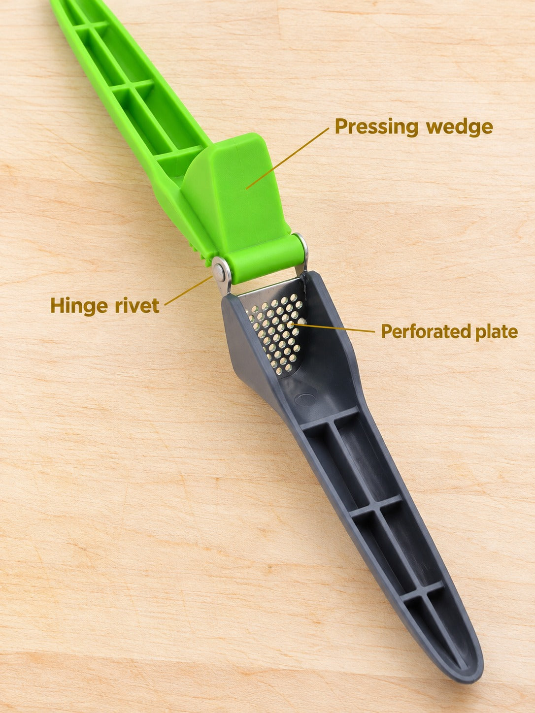 Garlic Press With Built-In Peeler, Crushes Garlic Fast