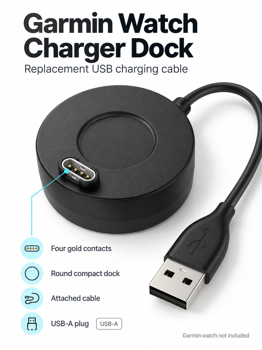 Garmin Watch Charger Dock: Replacement USB Charging Cable