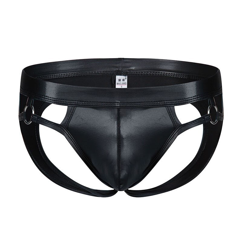 Men's Faux-Leather Jockstrap for Bold Erotic Style