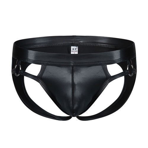 Men's Faux-Leather Jockstrap for Bold Erotic Style