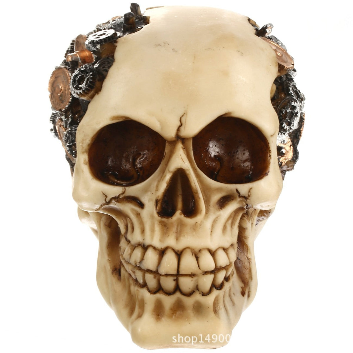 Steampunk Skull Ornament | Gothic Gear Shelf Decor