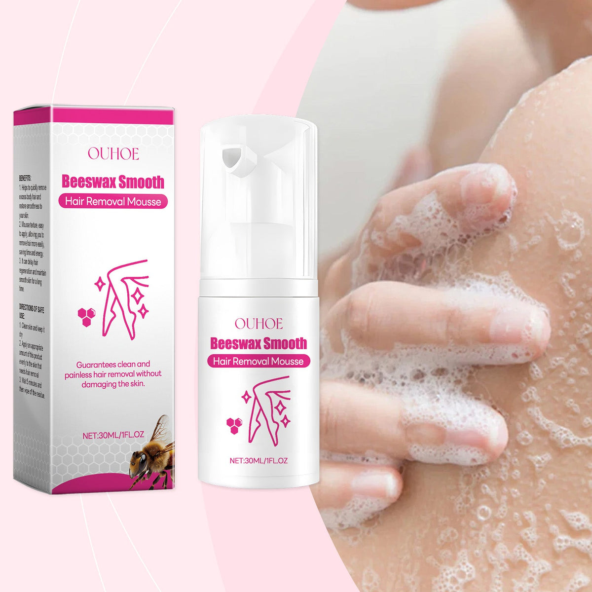 Gentle Depilatory Mousse for Painless Body Hair Removal
