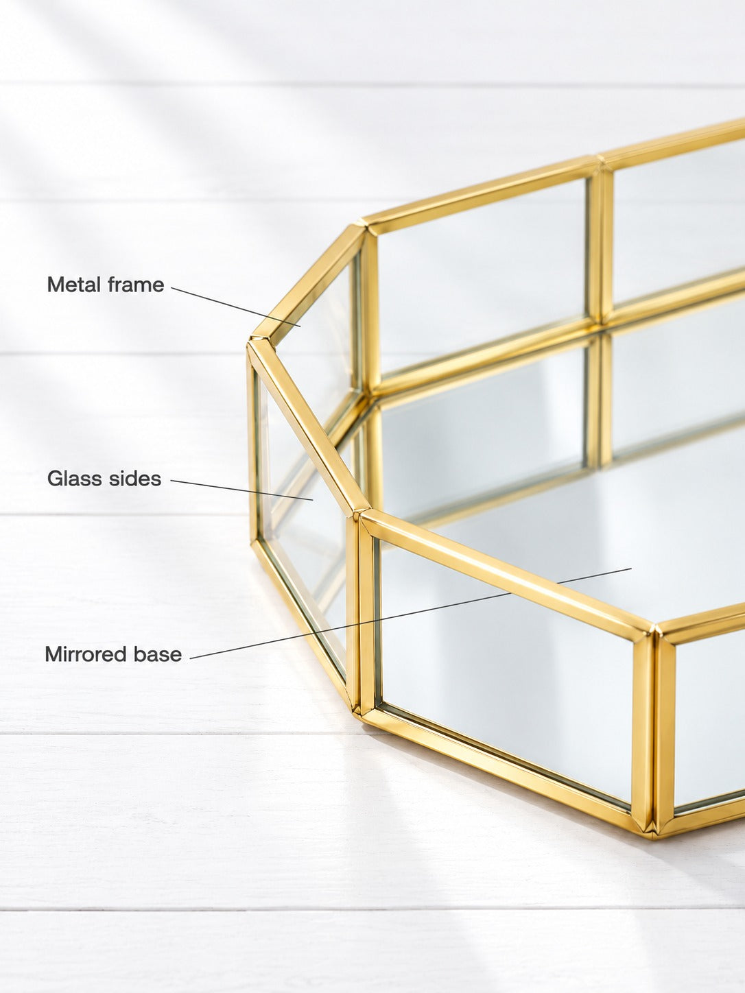 Geometric Brass Glass Vanity Tray Organizer for Perfume