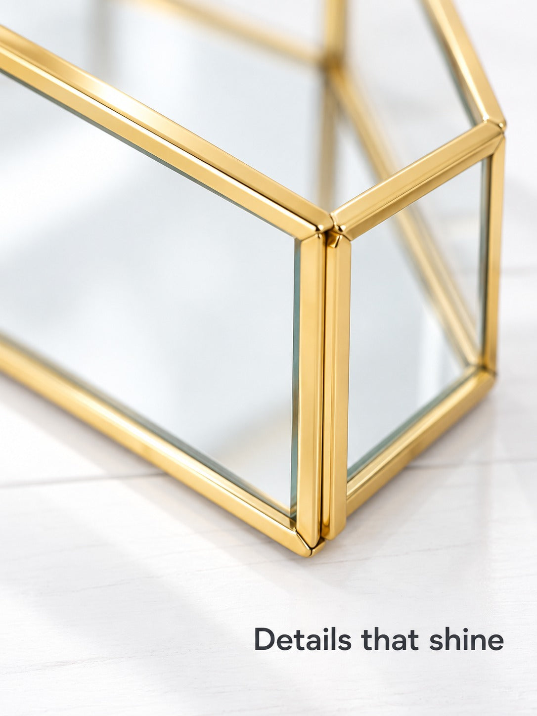 Geometric Brass Glass Vanity Tray Organizer for Perfume