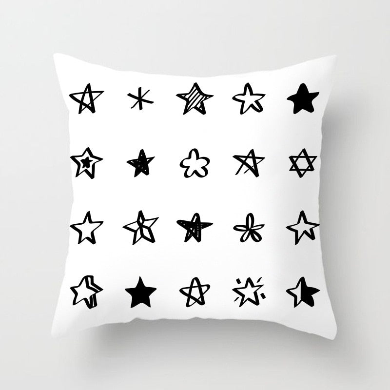 Black and White Geometric Throw Pillow Cover for Sofa