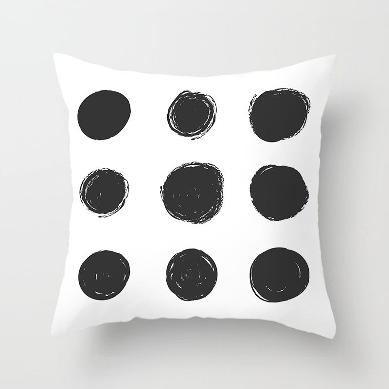 Black and White Geometric Throw Pillow Cover for Sofa