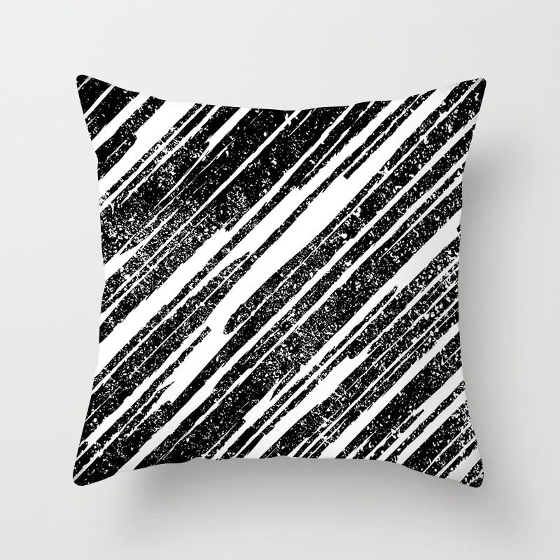 Black and White Geometric Throw Pillow Cover for Sofa