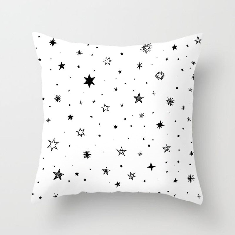 Black and White Geometric Throw Pillow Cover for Sofa