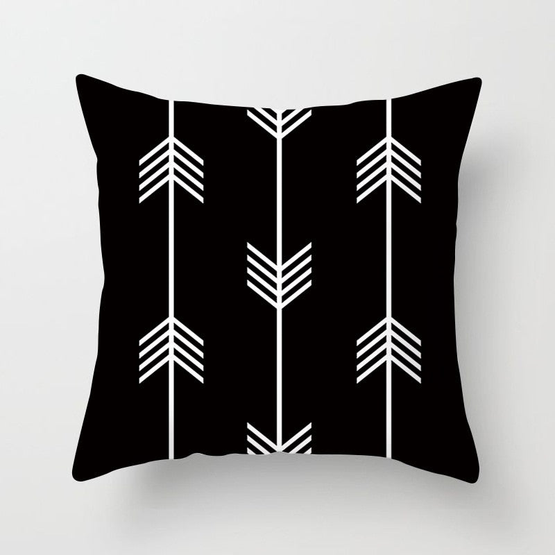 Black and White Geometric Throw Pillow Cover for Sofa