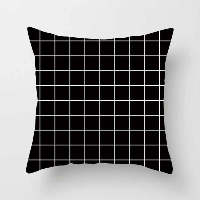 Black and White Geometric Throw Pillow Cover for Sofa