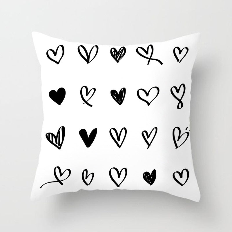 Black and White Geometric Throw Pillow Cover for Sofa