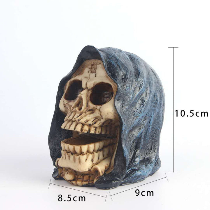 Ghost Skull Ornament: Gothic Hooded Halloween Decor