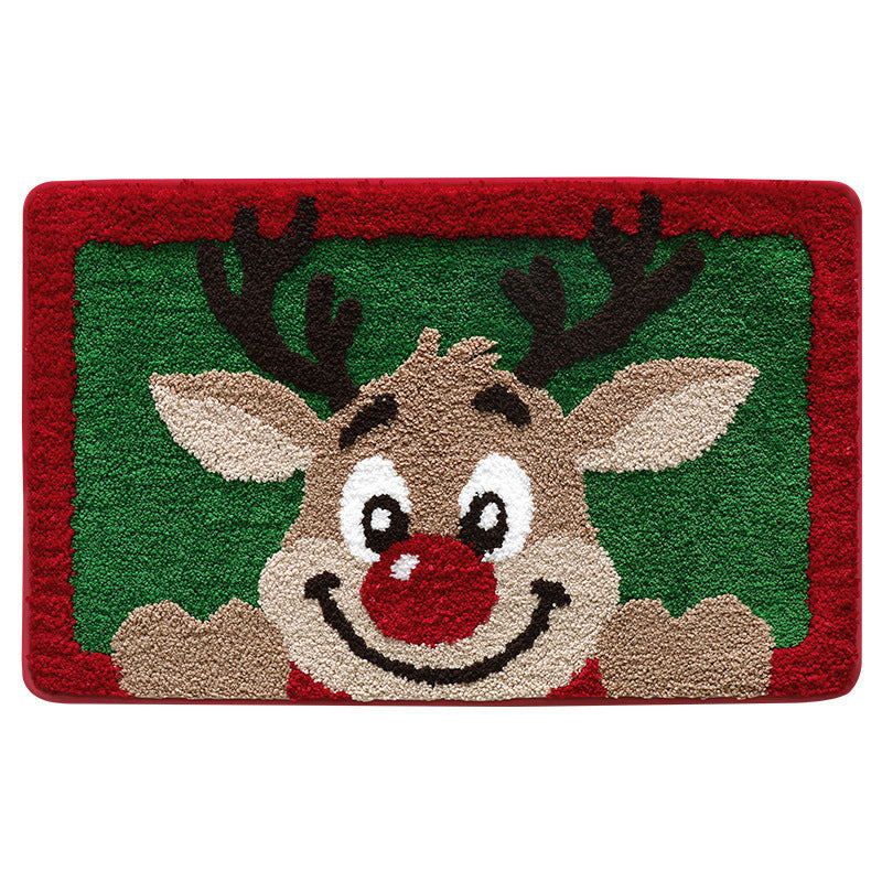 Gingerbread Reindeer Welcome Mat, Non-Slip Christmas