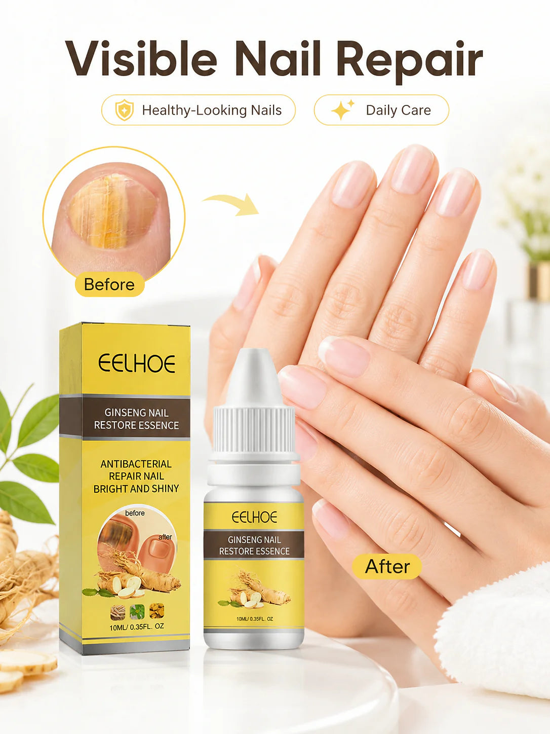 Ginseng Nail Repair Essence — Brighten & Strengthen Damaged Nails