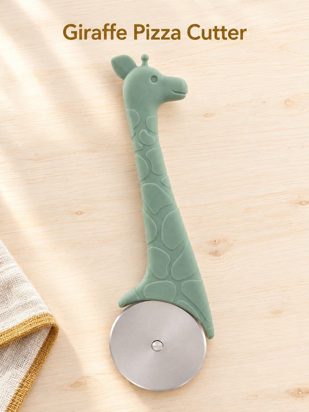 Giraffe Pizza Cutter with Stainless Steel Wheel and Handle