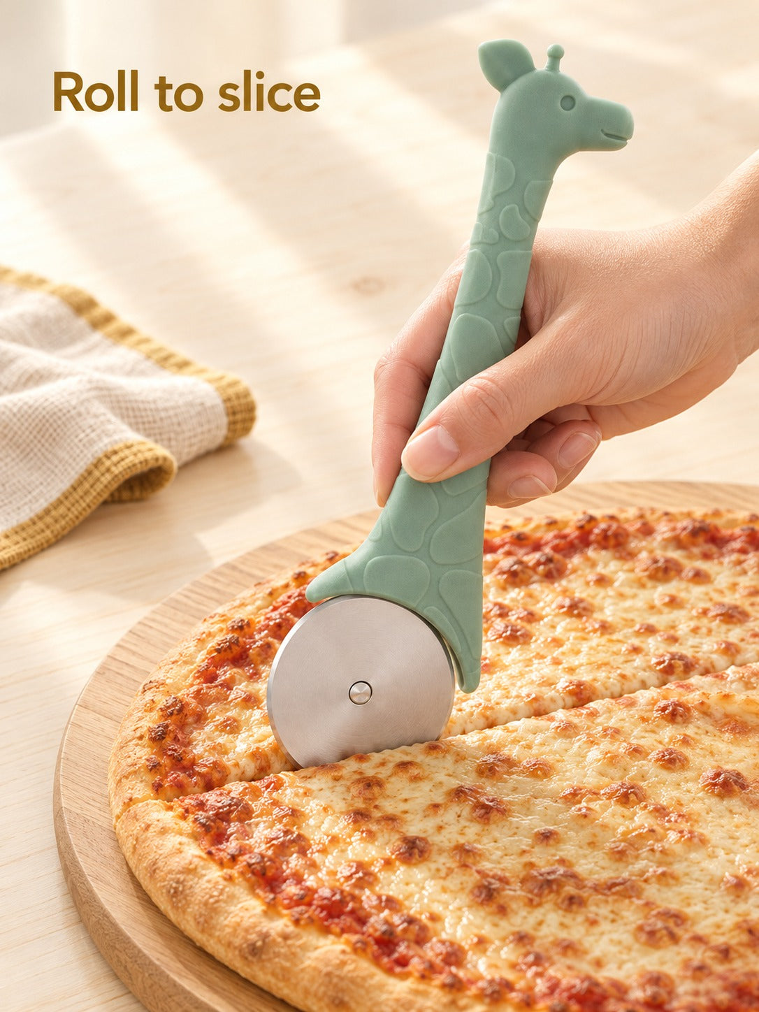 Giraffe Pizza Cutter with Stainless Steel Wheel and Handle
