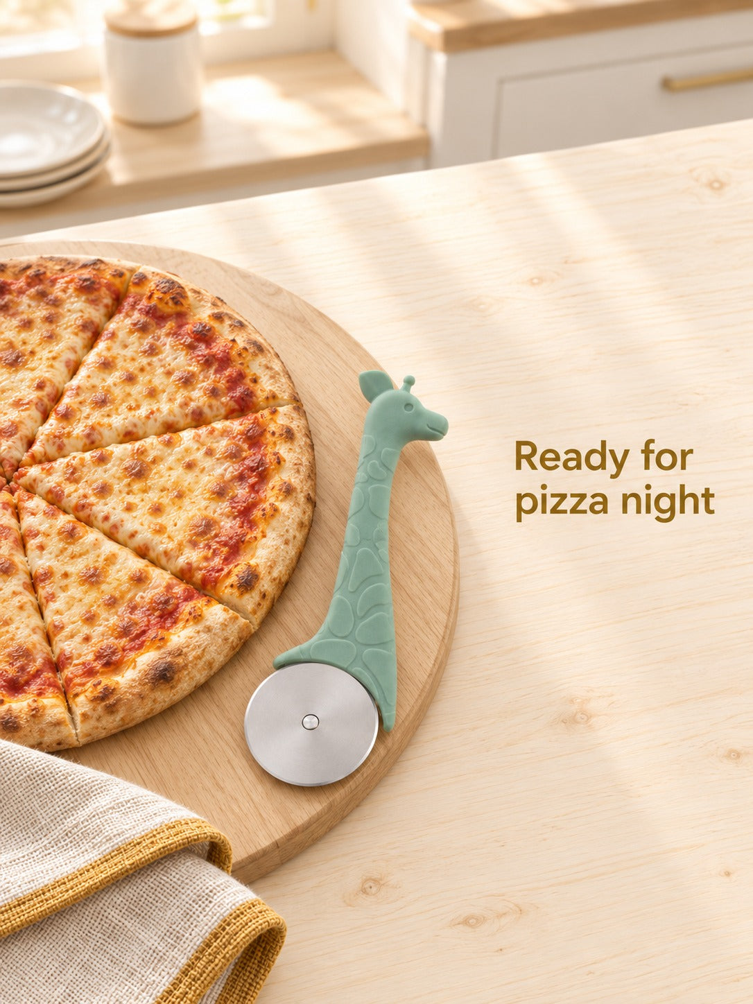 Giraffe Pizza Cutter with Stainless Steel Wheel and Handle