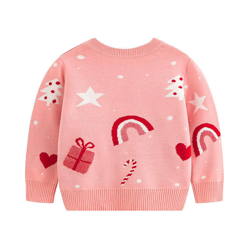 Girls' Christmas Sweater – Soft Knit Holiday Cartoon