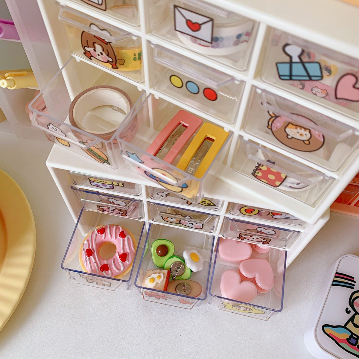 Clear 9-Drawer Desk Organizer for Stationery and Makeup