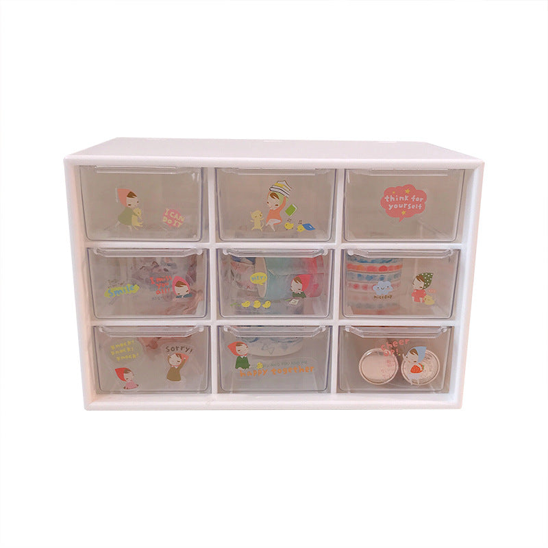 Clear 9-Drawer Desk Organizer for Stationery and Makeup