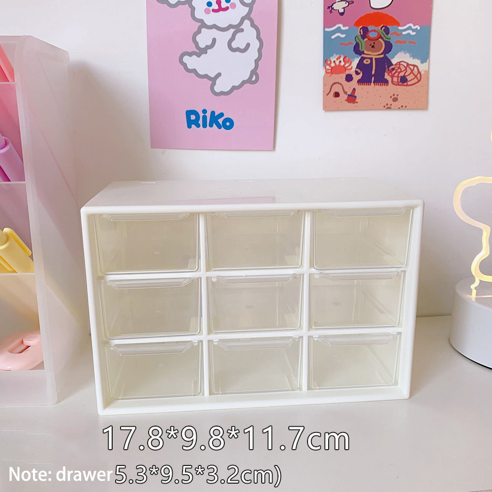 Clear 9-Drawer Desk Organizer for Stationery and Makeup