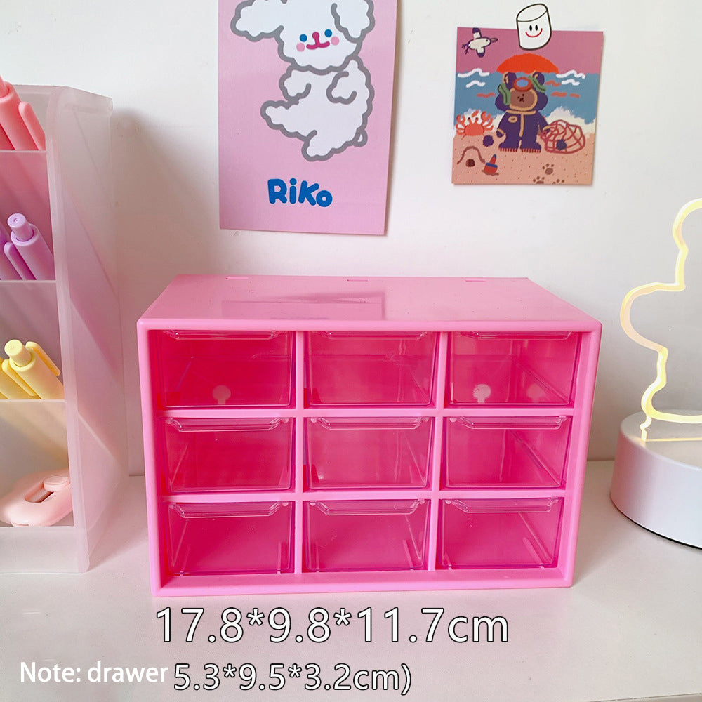 Clear 9-Drawer Desk Organizer for Stationery and Makeup