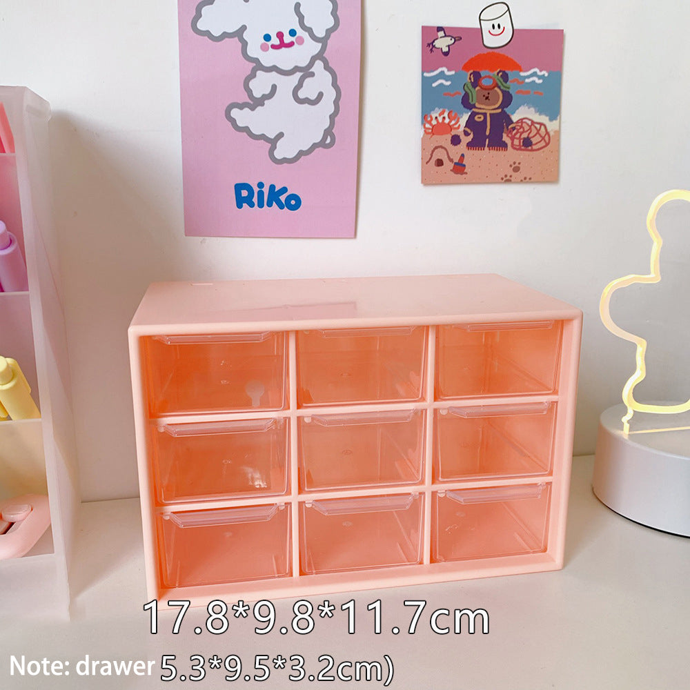 Clear 9-Drawer Desk Organizer for Stationery and Makeup