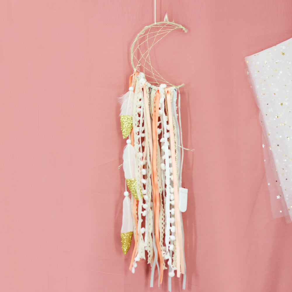 Moon Dream Catcher Wall Decor for Romantic Boho Rooms