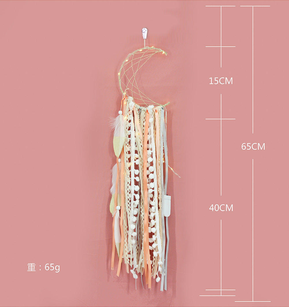 Moon Dream Catcher Wall Decor for Romantic Boho Rooms