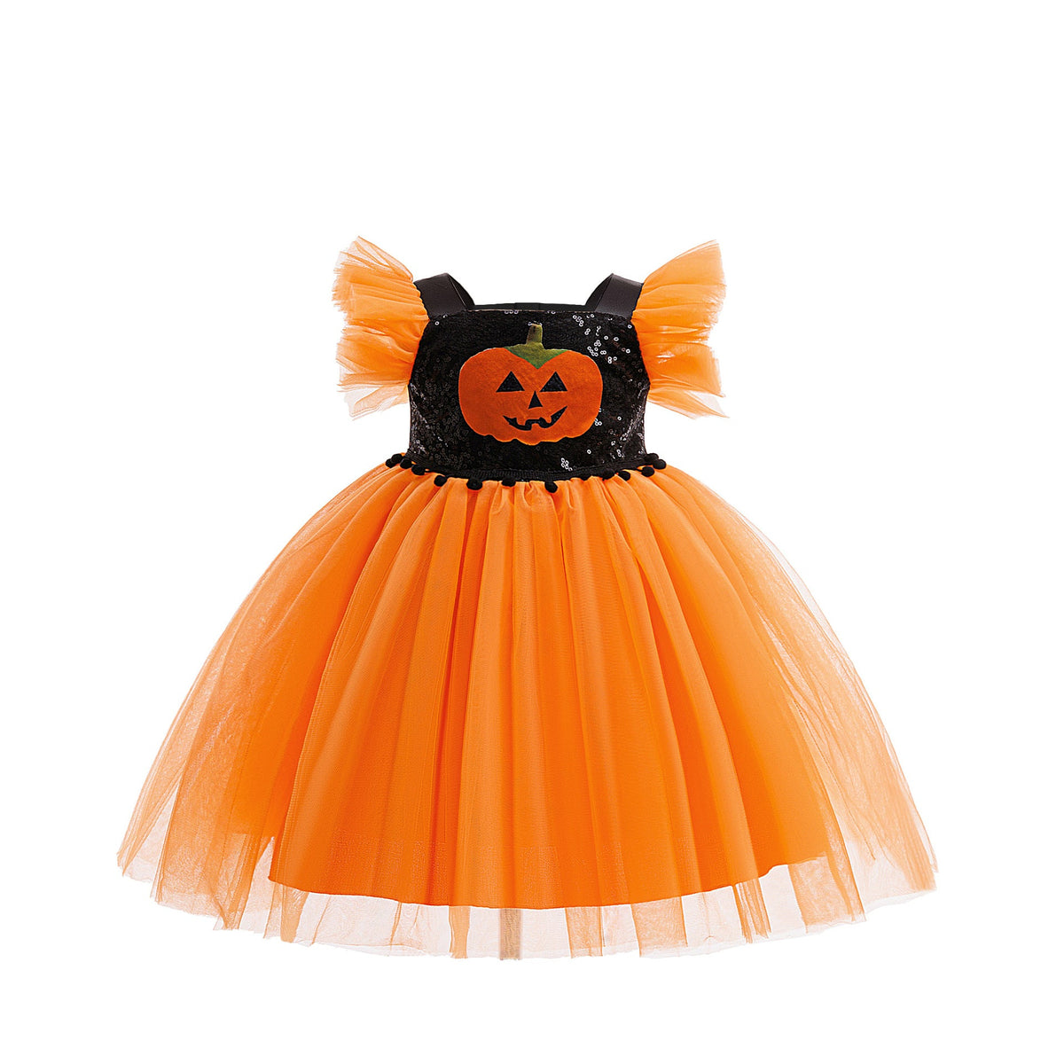Girls' Halloween Princess Dress with Sequin Tulle