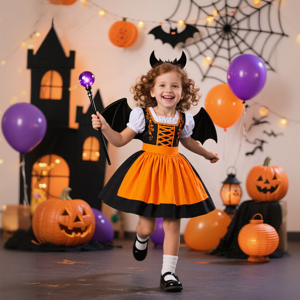 Girls Halloween Costume Dress – Satin Witch Role Play