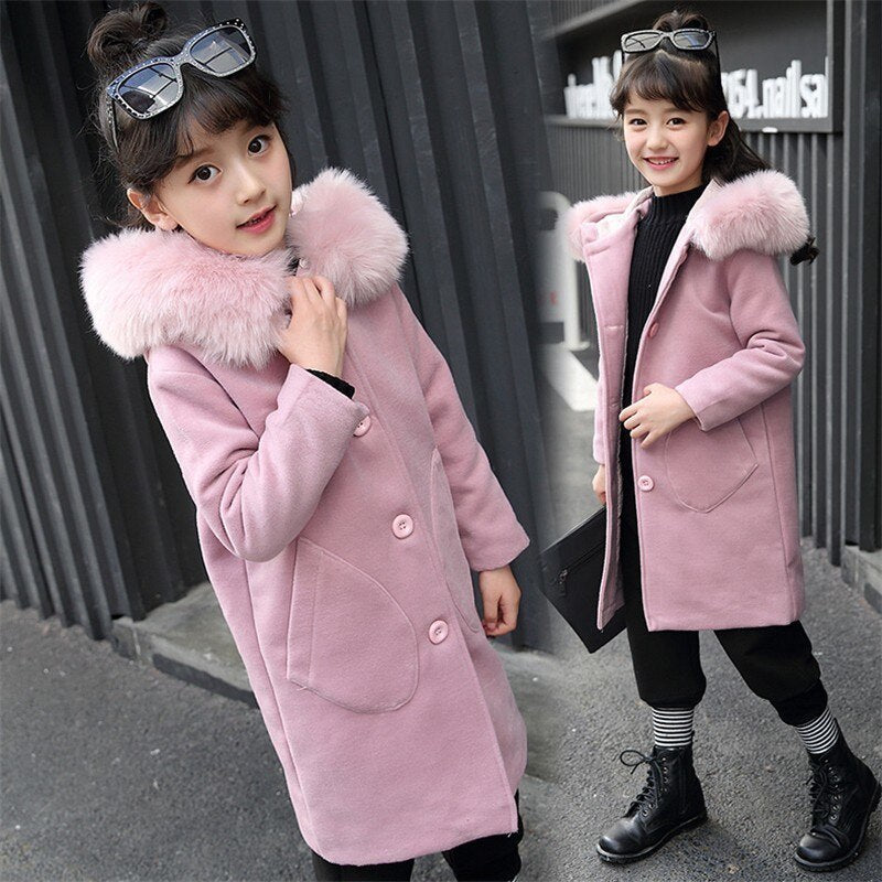 Girls' Long Coat — Belle Winter Outfit For Cold Days