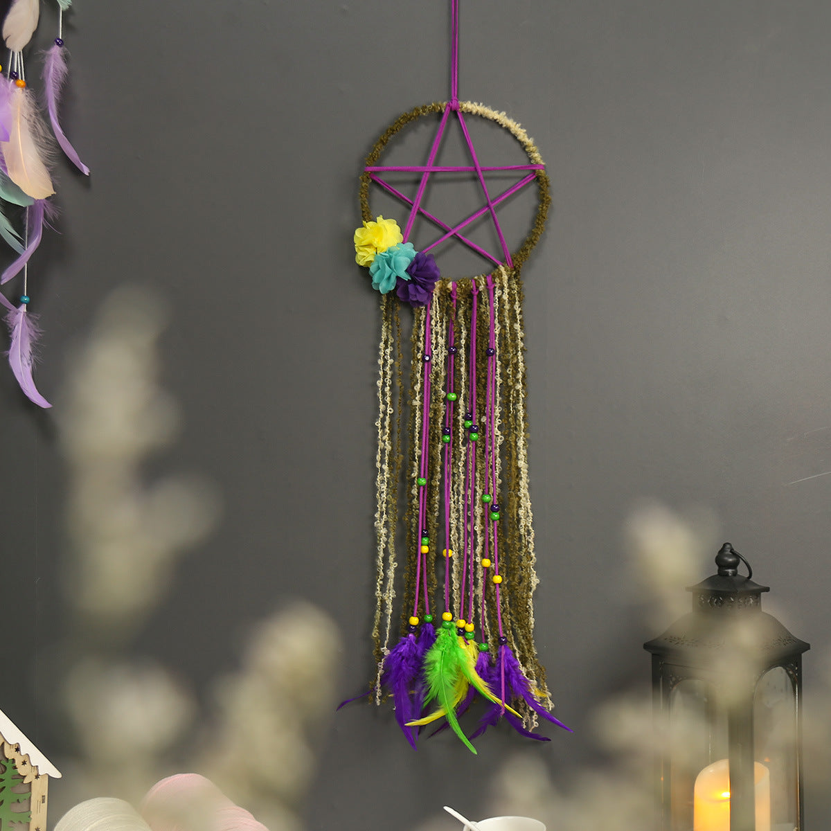 Girls Bedroom Dream Catcher Wall Decor With Feathers