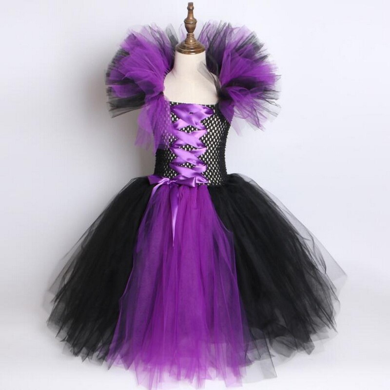 Girls Witch Costume Dress with Horned Headpiece Set