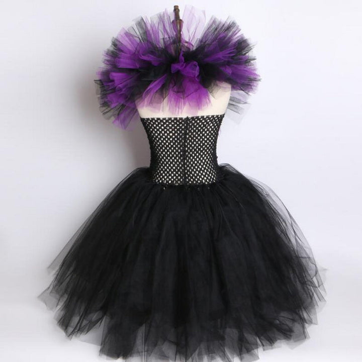 Girls Witch Costume Dress with Horned Headpiece Set