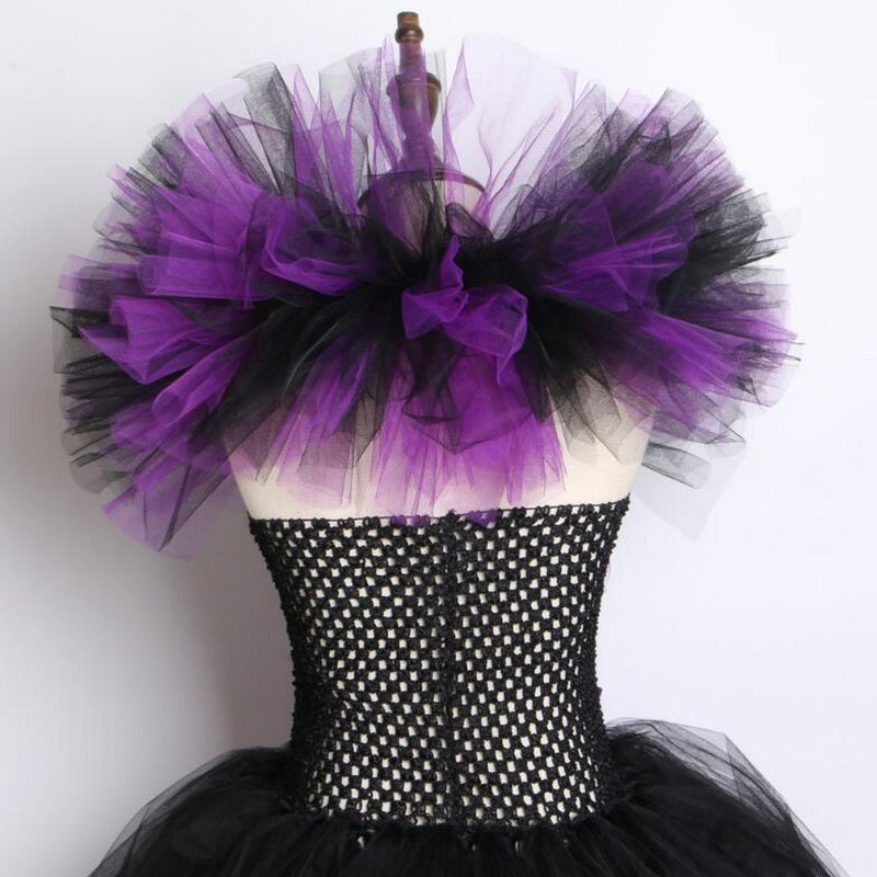 Girls Witch Costume Dress with Horned Headpiece Set
