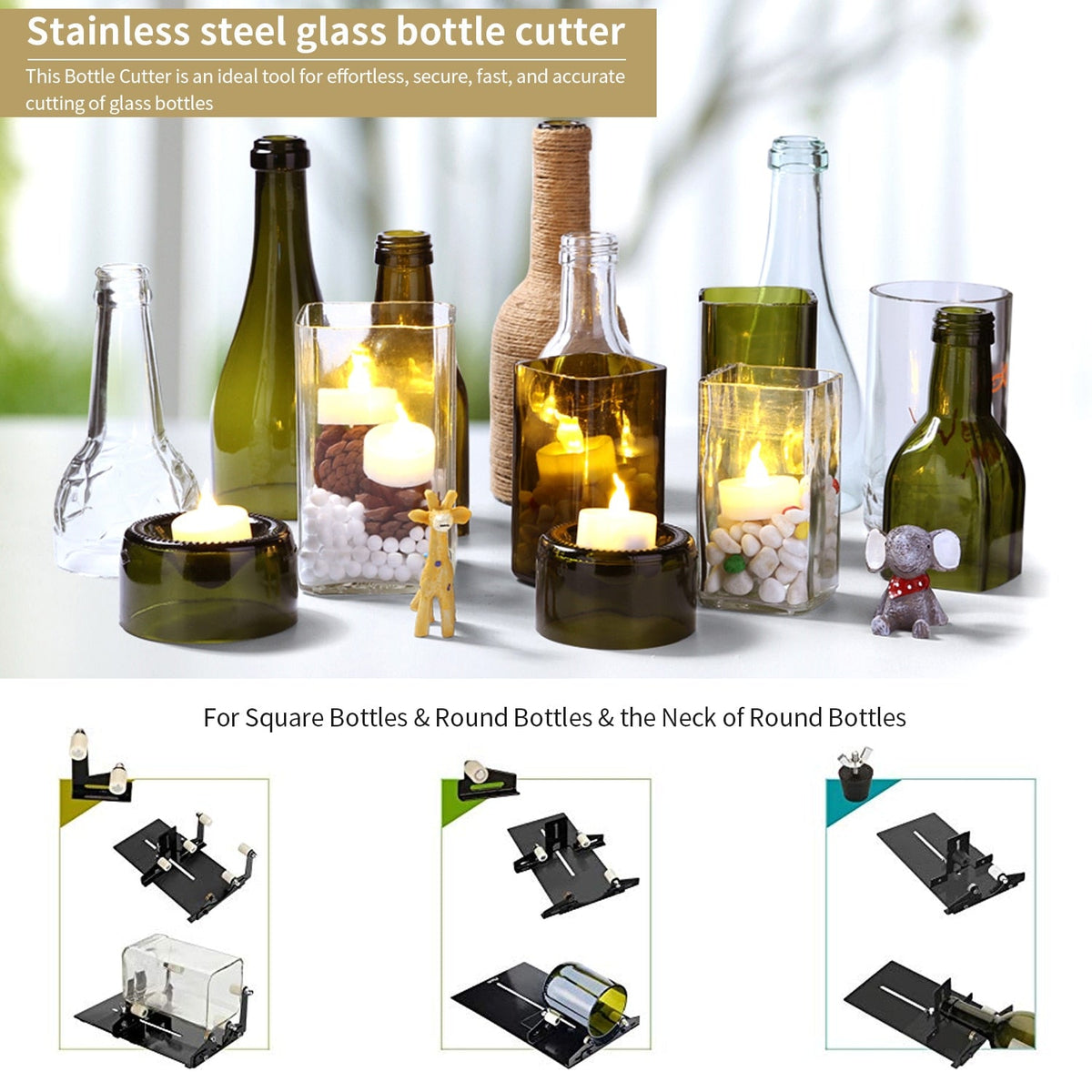 Glass Bottle Cutter for Wine and Beer Bottle Glasses