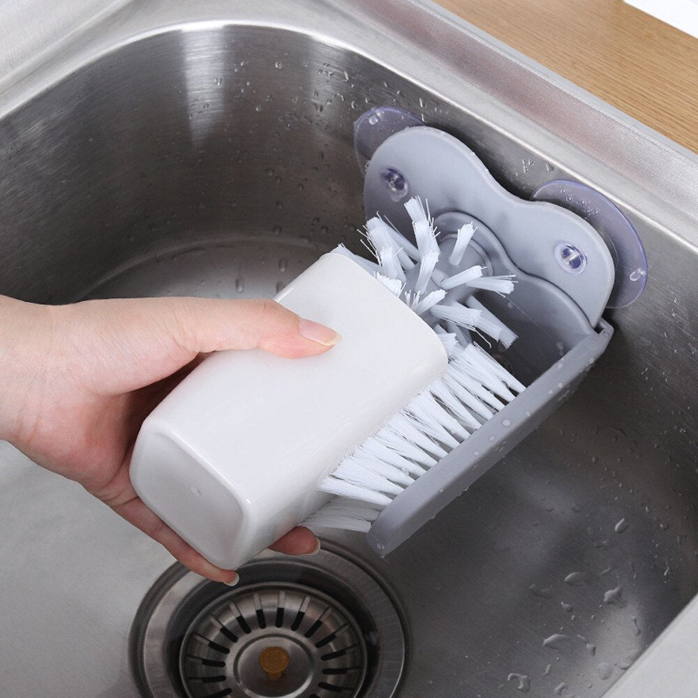 Glass Cup Cleaning Brush with Suction Mount Scrubber