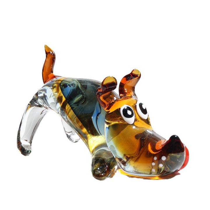 Crystal Glass Dog Statue for Modern Luxury Home Decor