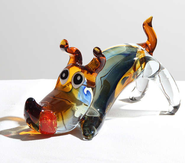 Crystal Glass Dog Statue for Modern Luxury Home Decor