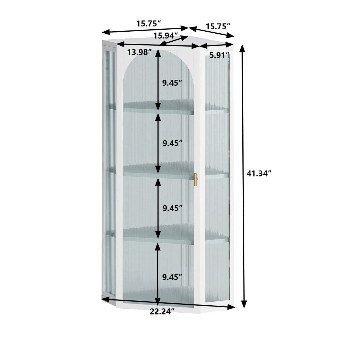 Four-Tier Glass Door Corner Wall Cabinet for Bathroom